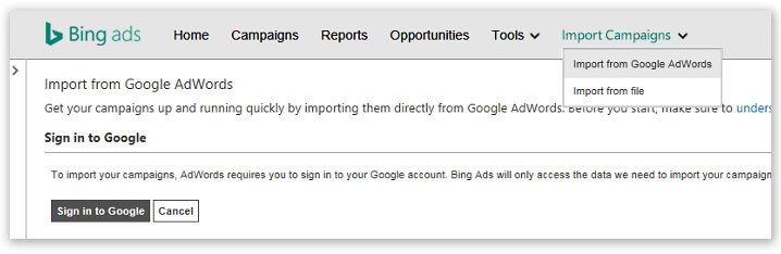 Bing importeren uit Google