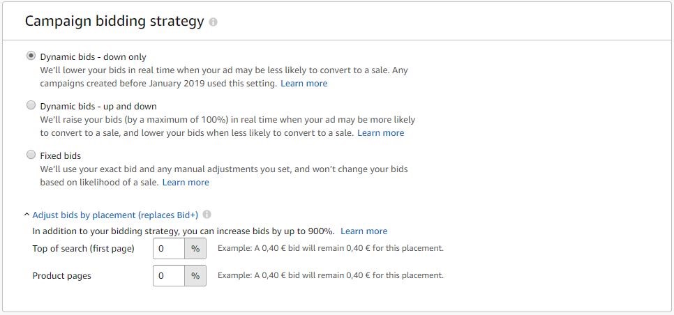 Campagne biedstrategie Amazon