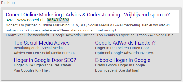 Desktop tekstadvertentie nieuwe Google Ads