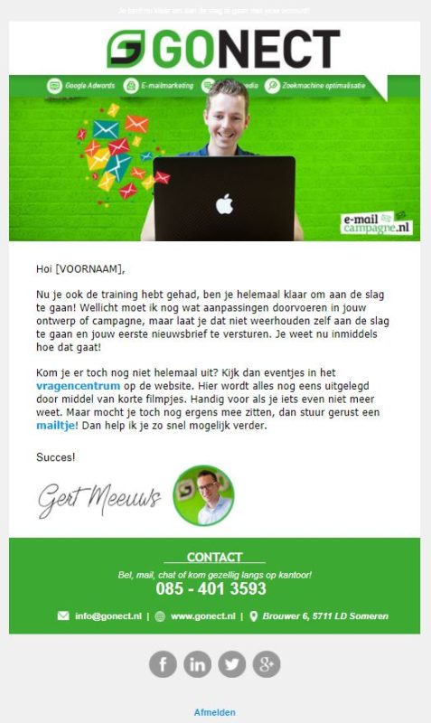 E-mailmarketing voorbeeld Gonect