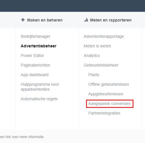 Facebook advertenties aangepaste conversies