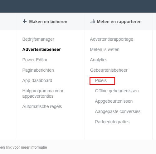 Facebook Advertentiebeheer Pixels
