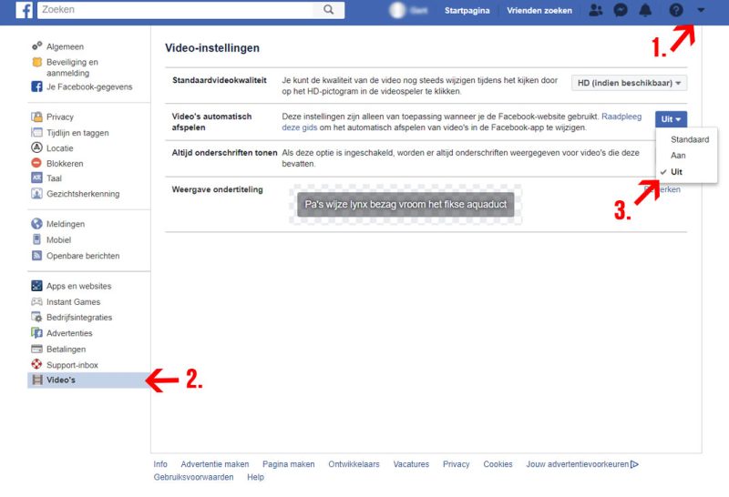 Facebook automatisch afspelen video browser