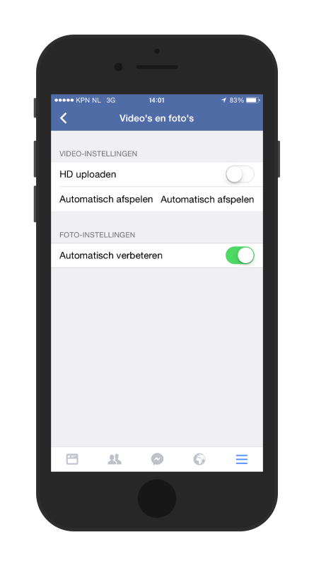 Facebook automatisch afspelen op iPhone