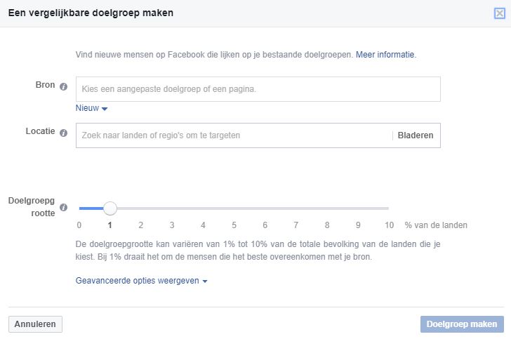 Facebook vergelijkbare doelgroep maken