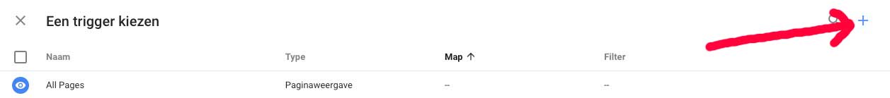 Google Tag Manager nieuwe trigger maken