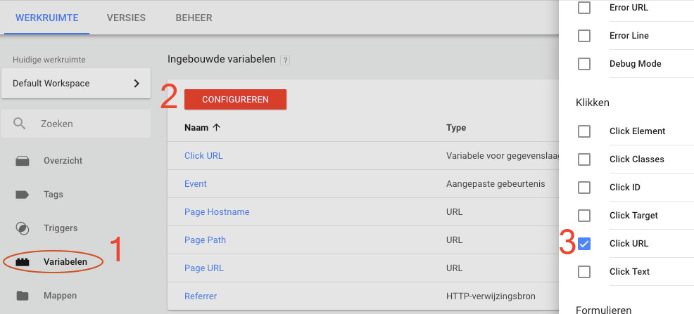 Google Tag Manager variabelen configureren