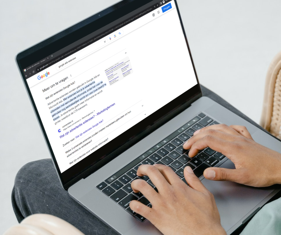 Google Advertentie extensies laptop