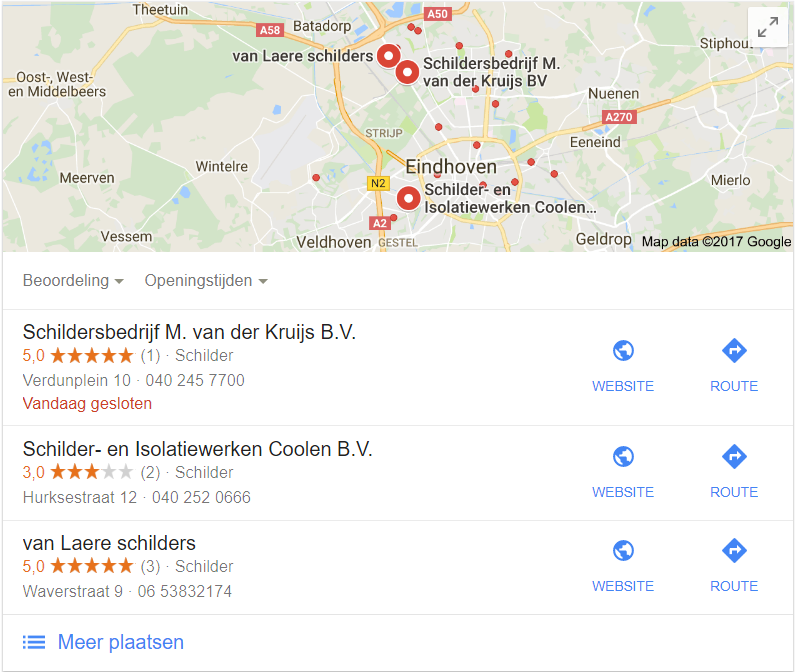 Google mijn bedrijf-vermelding