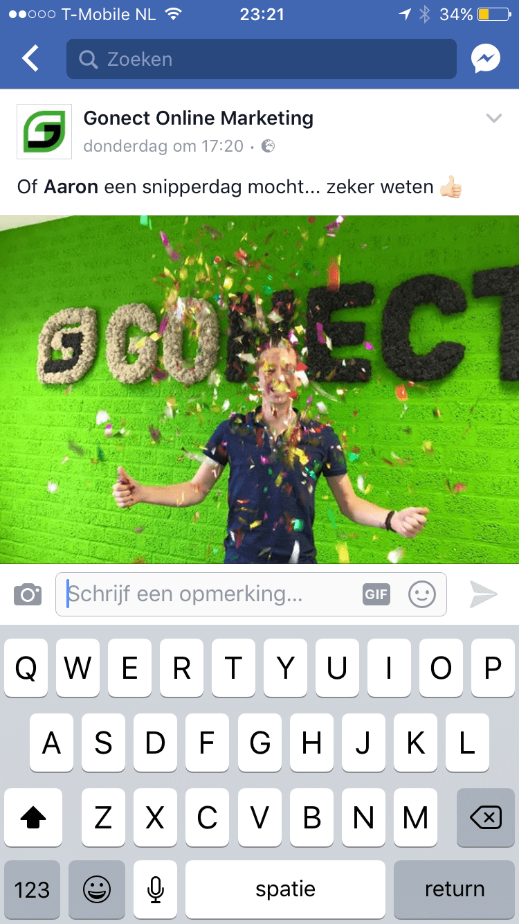 Animated gif op social media