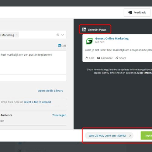 LinkedIn post inplannen in Hootsuite