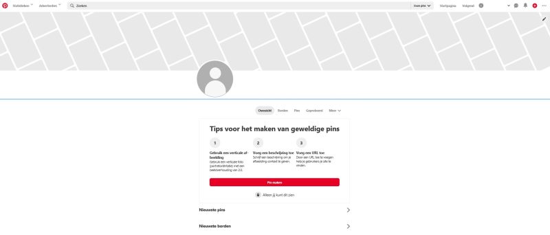 Nieuw Pinterest bord voor zakelijke doeleinden