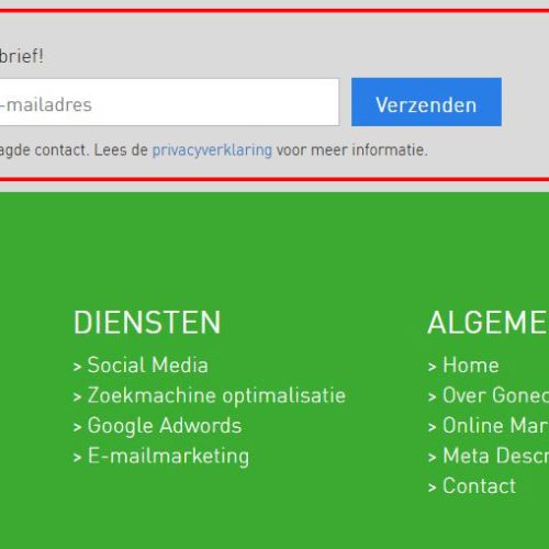 Nieuwsbrief inschrijving in footer