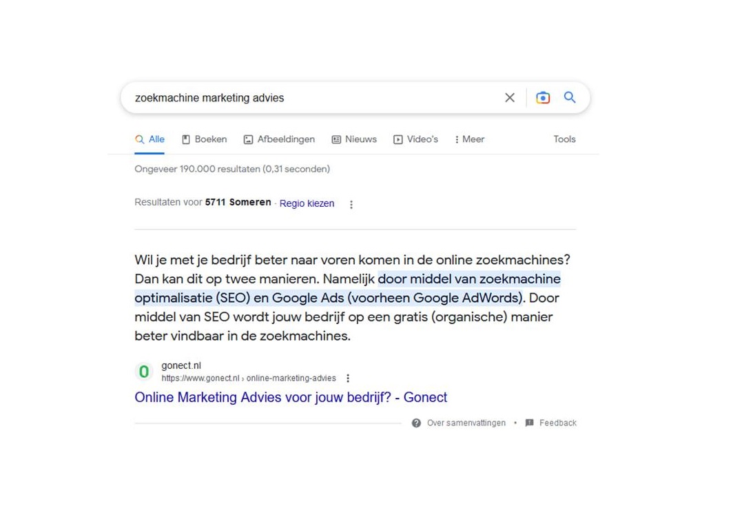Paragraph snippets SERP feature