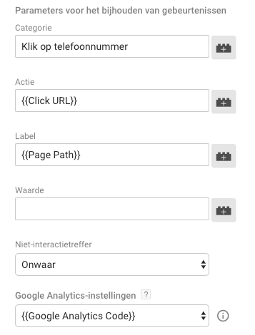 Parameters voor het bijhouden van gebeurtenissen in Google Tag Manager