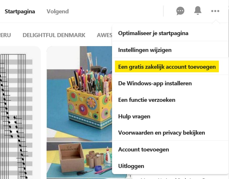 Pinterest gratis zakelijk account maken