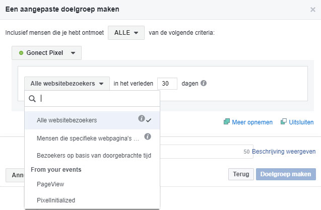 Doelgroep remarketing Facebook instellen