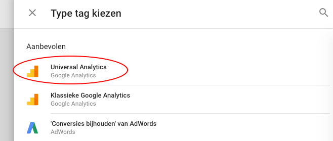 Type Tag Kiezen in Google Tag Manager