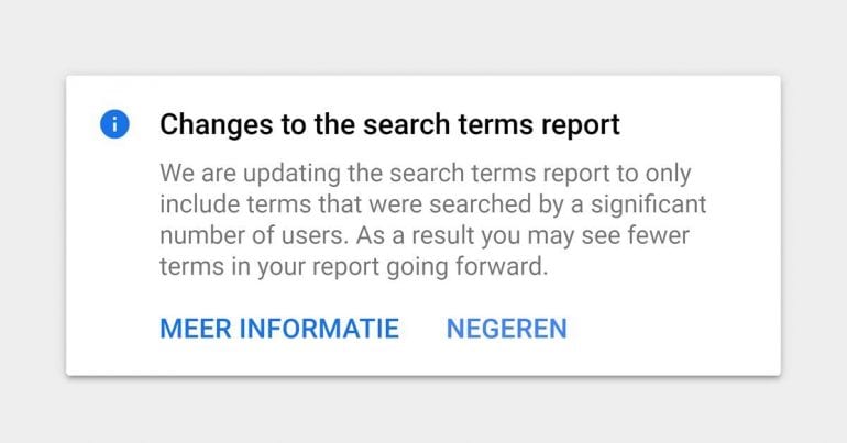 Google Ads update minder zoektermgegevens