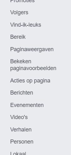 Verschillende paginastatistieken in Facebook