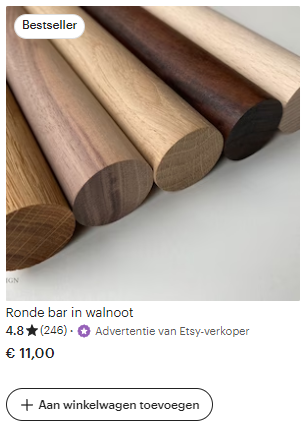 Voorbeeld onsite Etsy ads