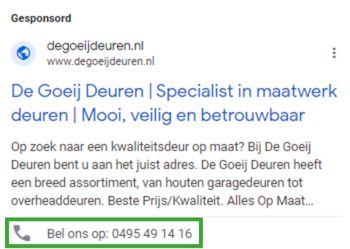 google ads bel extensie