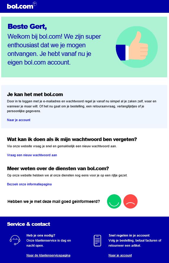 Welkom e-mail bol.com