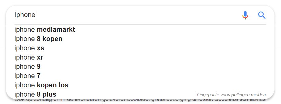 zoekwoord suggesties Google